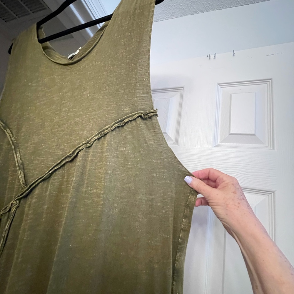 FOR SUE. DO NOT BUY Jaded Gypsy Sleeveless Olive Green Maxi Dress with Lace - Picture 8 of 15